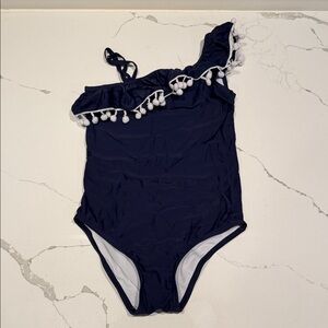 Chic Navy Girls One-Shoulder Swimsuit